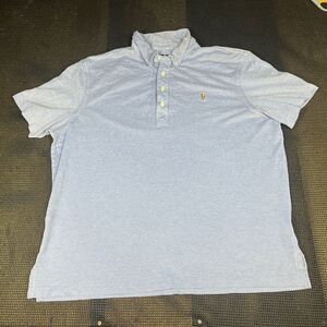 Ralph Lauren Mens Golf Shirt XL Solid Blue Knit Oxford Short Sleeve Classic‎